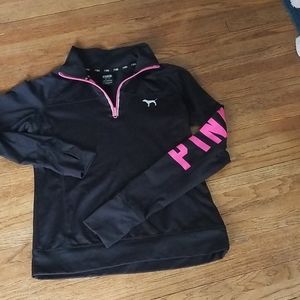 Pink 1/4 zip micro fleece, smooth on the outside